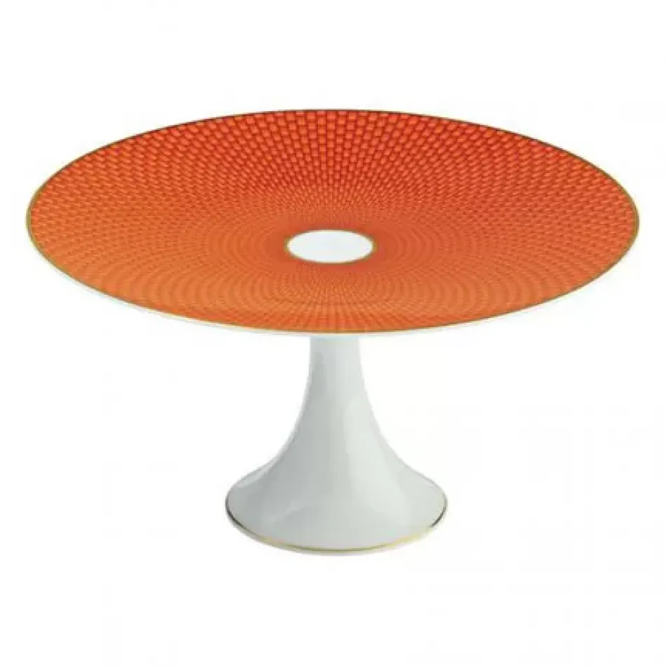 Tresor Orange Petit Four Stand Medium Motif N°2 Diam 8.7 in