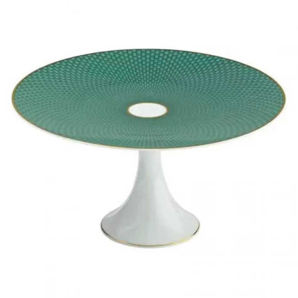 Tresor Turquoise Petit Four Stand Medium Motif N°2 Diam 8.7 in