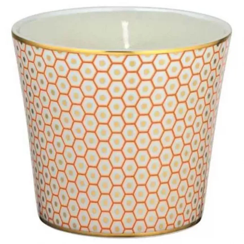 Tresor Orange Candle Pot motive No3 Round 3.34645 in. in a gift box