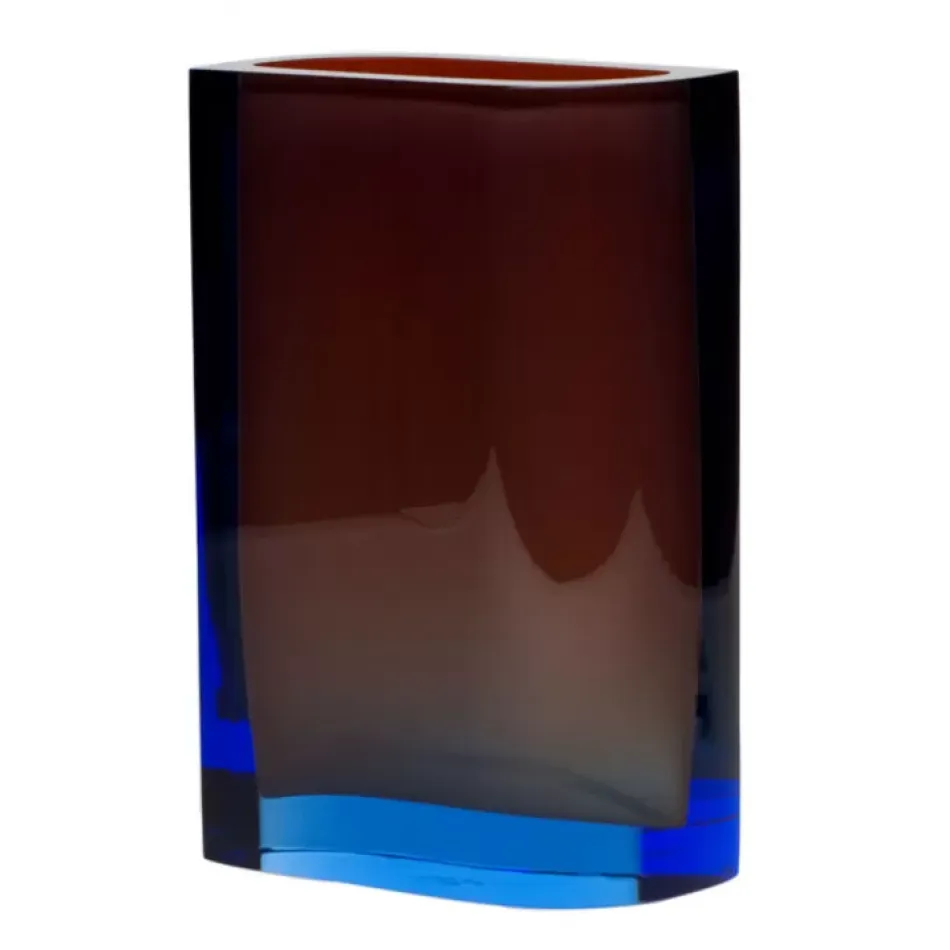Kolorit Underlaid Vase Aquamarine Opal Orange Lead-Free Crystal, Cut 30 cm