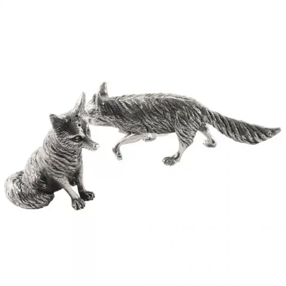 Morning Hunt Pewter Foxes Salt And Pepper Set