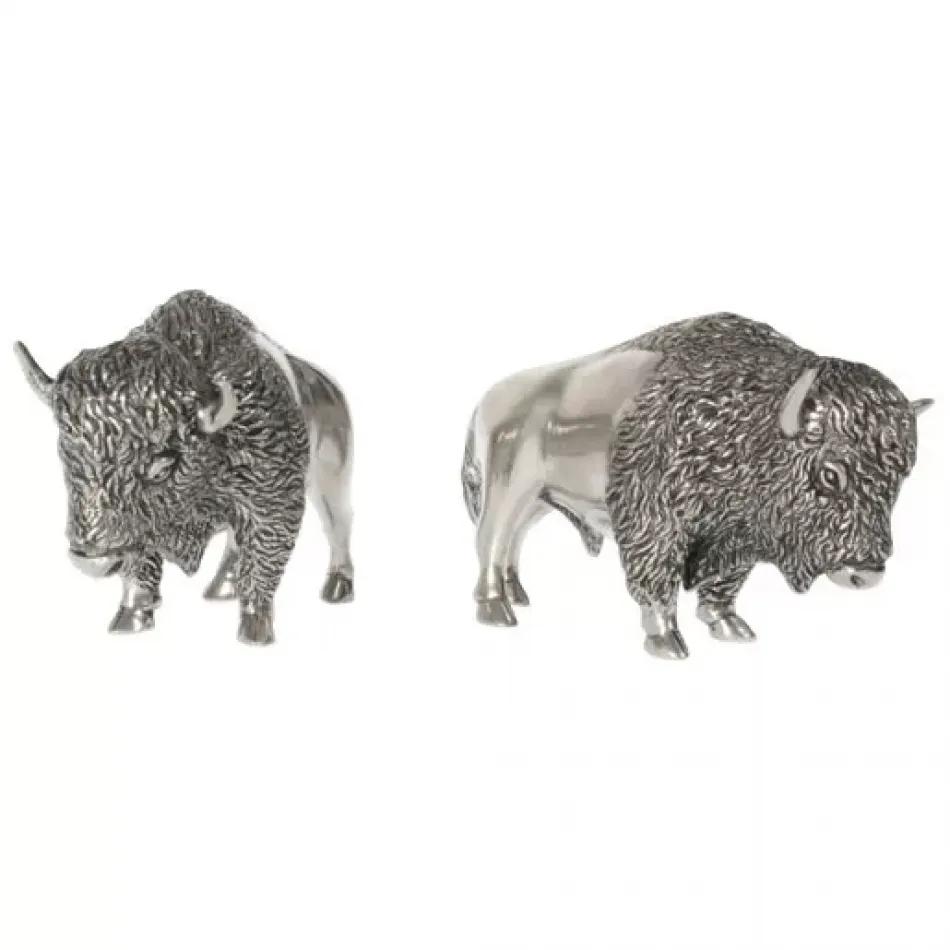 Western Frontier Pewter Bison Salt And Pepper Set