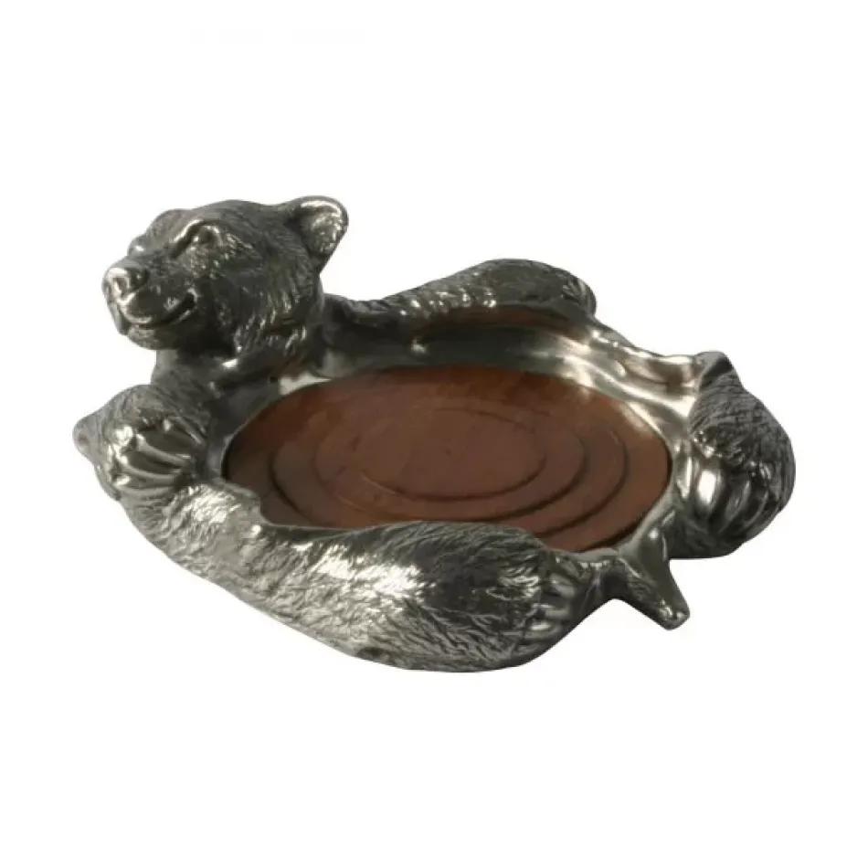 Woodland Creatures Pewter Bear Rug Wine Coaster