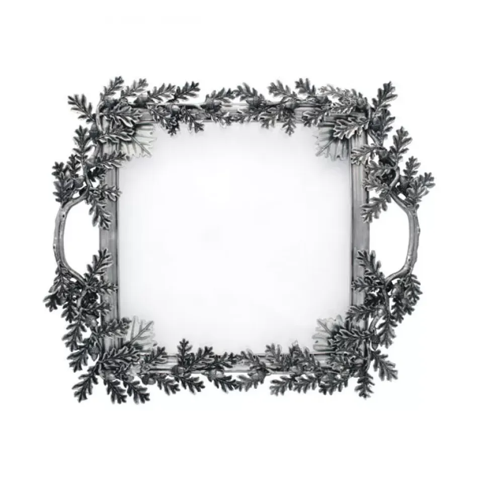 Majestic Forest Acorn Oak And Leaf Square Glass Tray