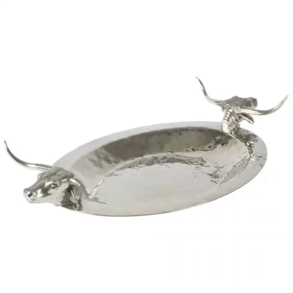 Western Frontier Long Horn Steer Tray, Steel