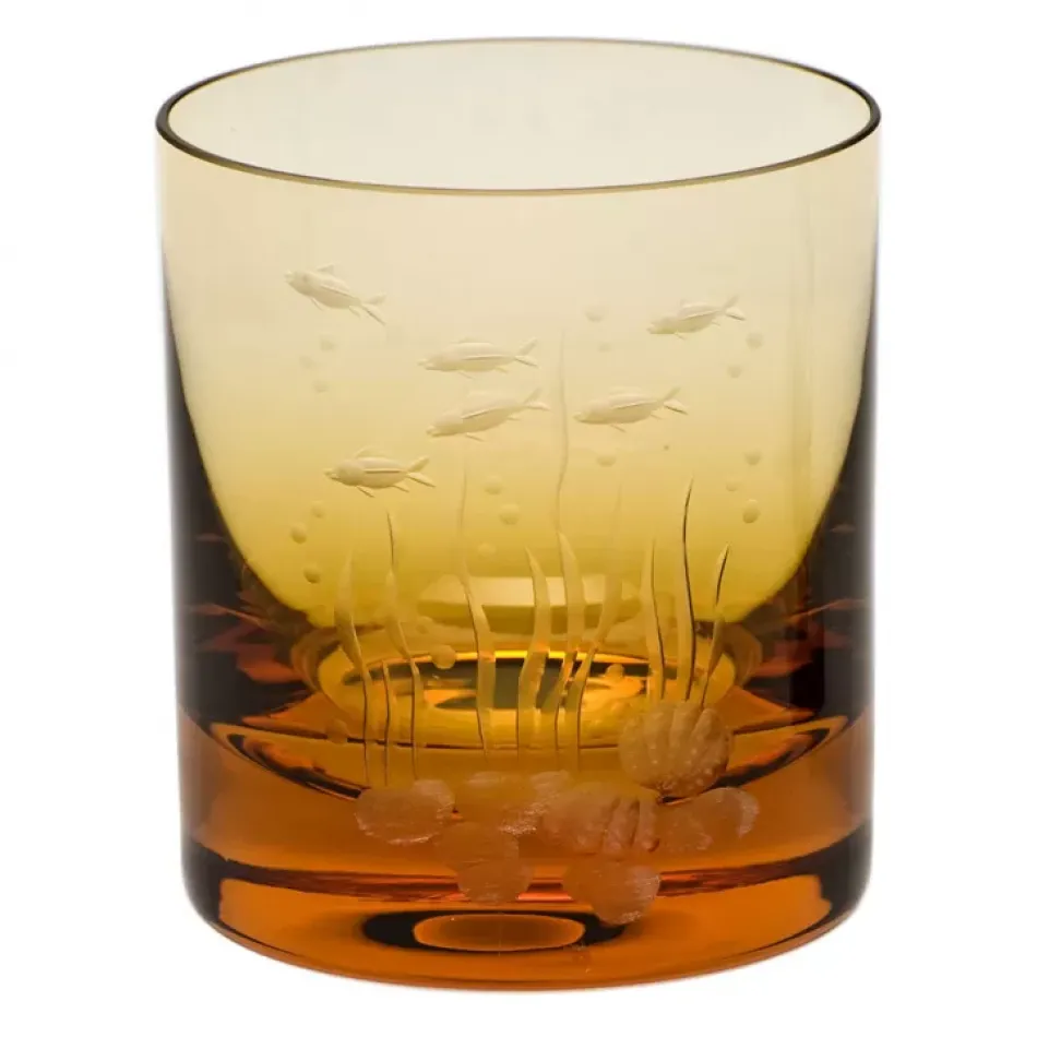 Whisky Set /I Tumbler Whisky Topaz Lead-Free Crystal, Engraving The Sea Life No. 1 370 Ml