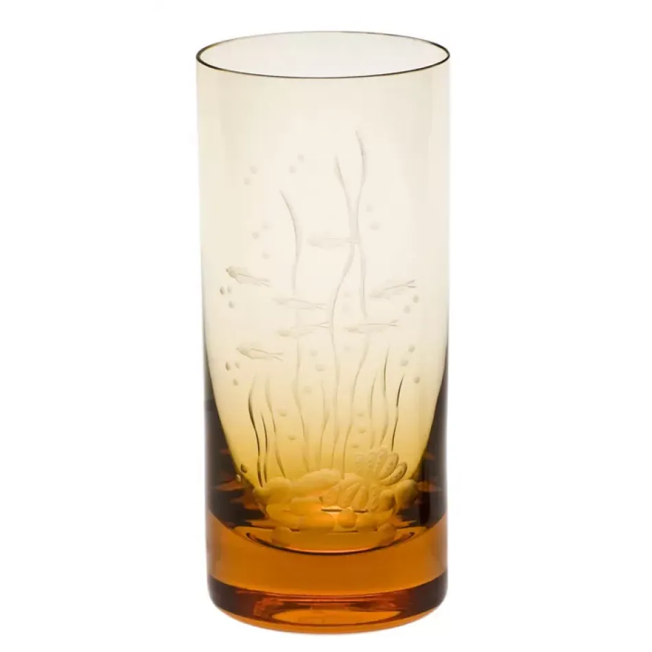 Whisky Set Tumbler Topaz Lead-Free Crystal, Engraving The Sea Life No. 1 400 Ml