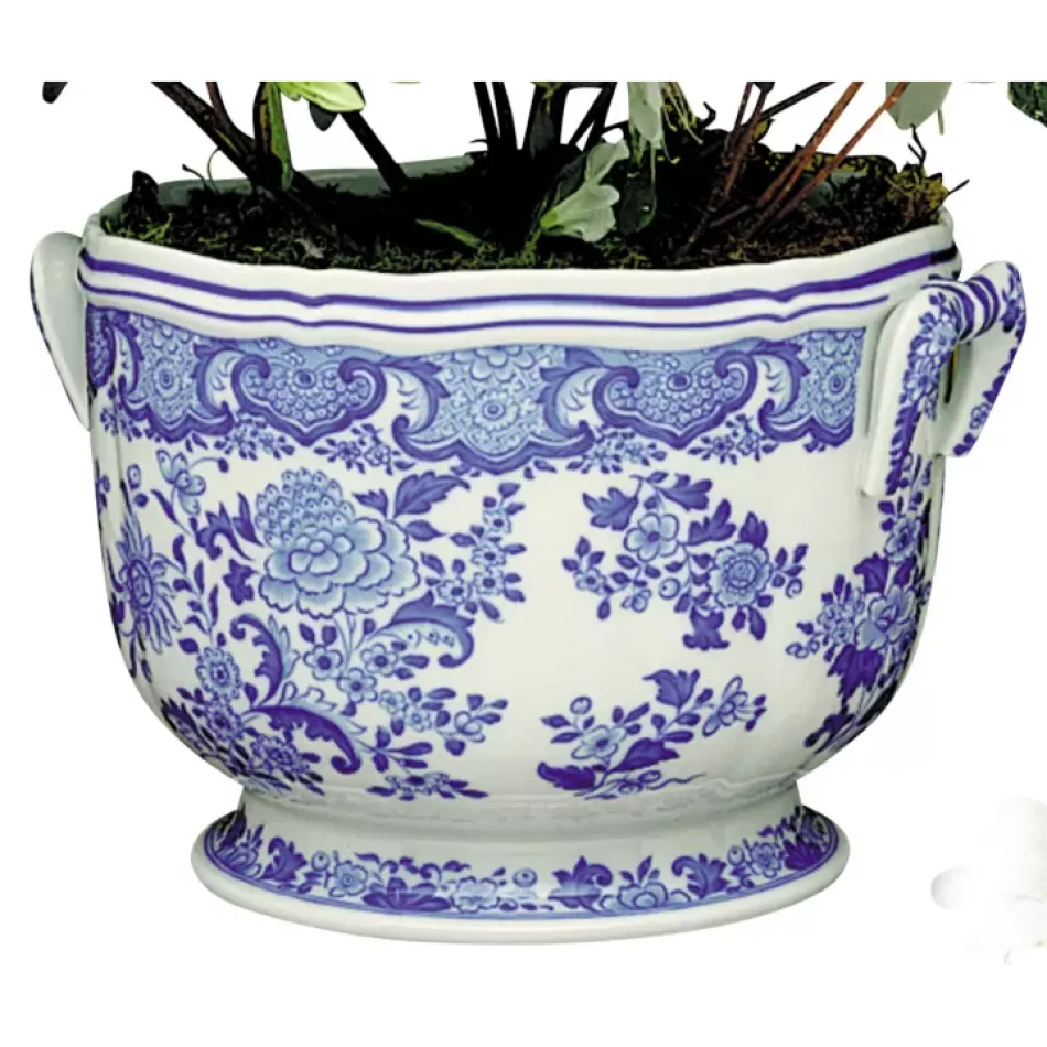 Blue & White Floral Cachepot 8.5"X6"