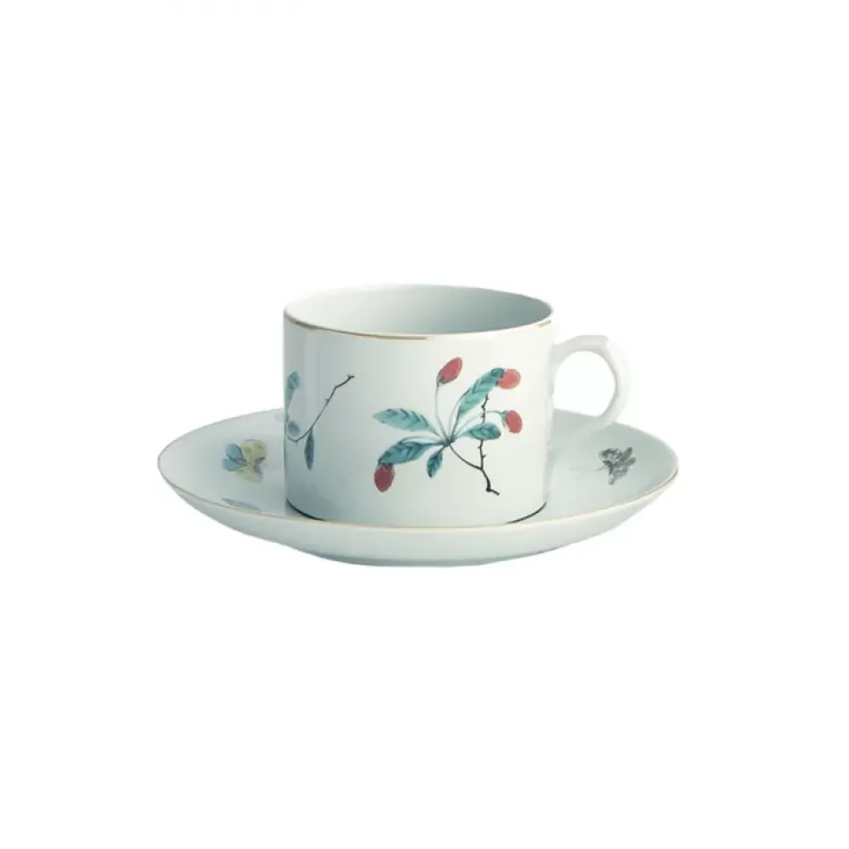 Famille Verte Can Tea Cup & Saucer