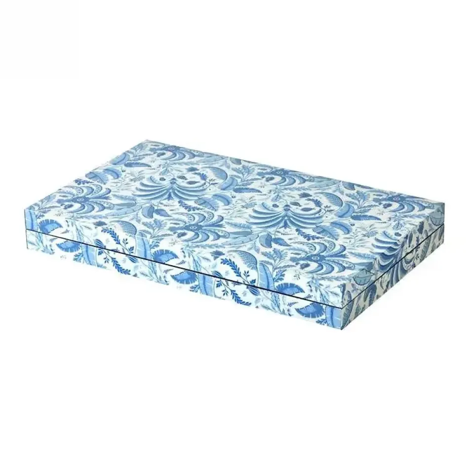 Palm Beach Blue Lacquer Backgammon Set