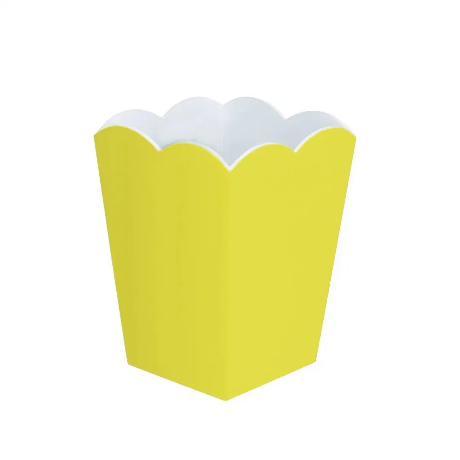 Scallop Waste Basket Yellow White