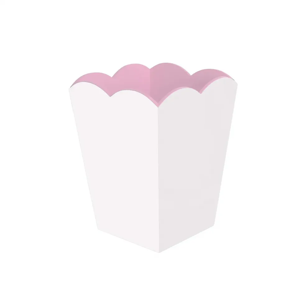 Scalloped White & Pink Lacquer Bin