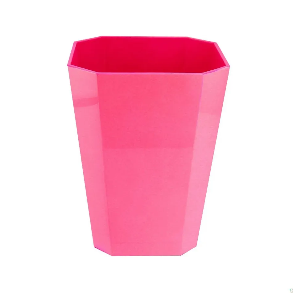 Octagonal Waste Basket Fuchsia Pink White