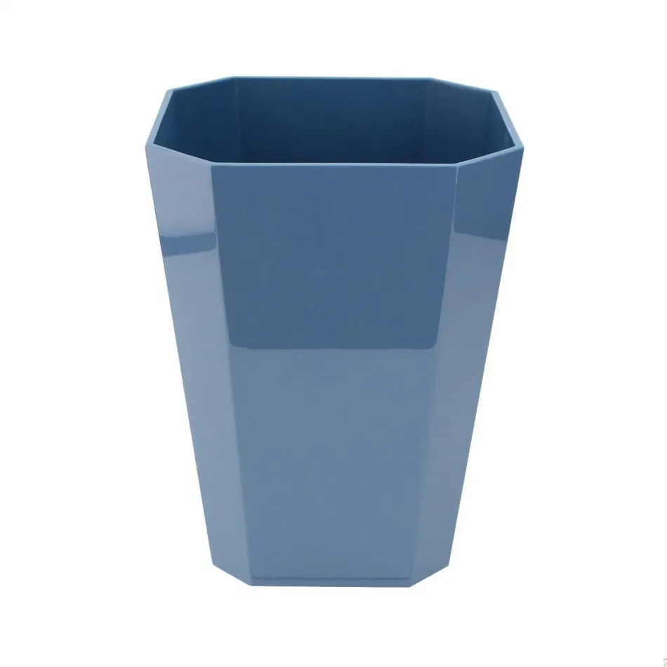 Octagonal Waste Basket Denim White