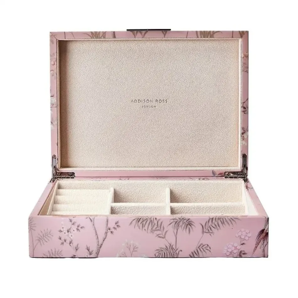 Chinoiserie Pink Box with Silver Large