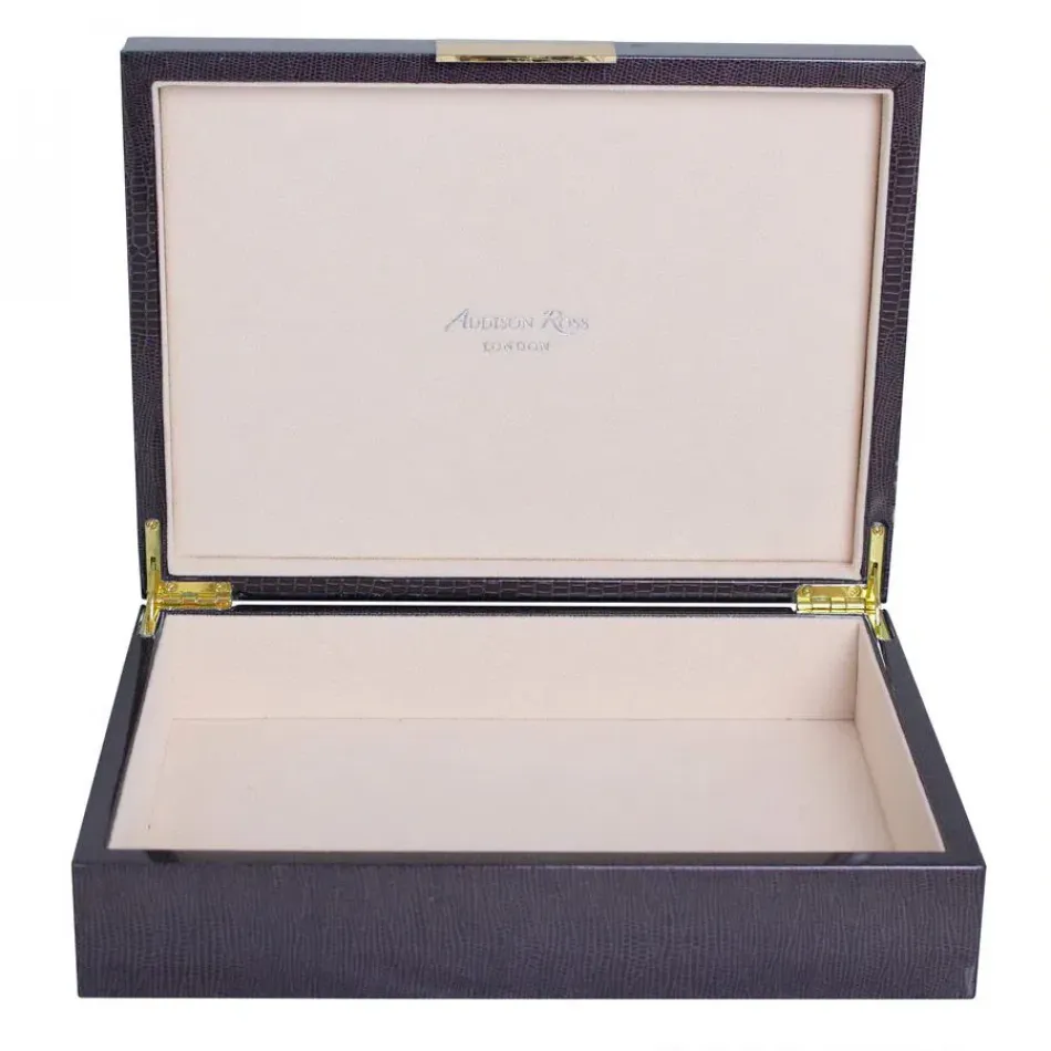 8 x 11 in Brown Croc Gold Large Storage Box