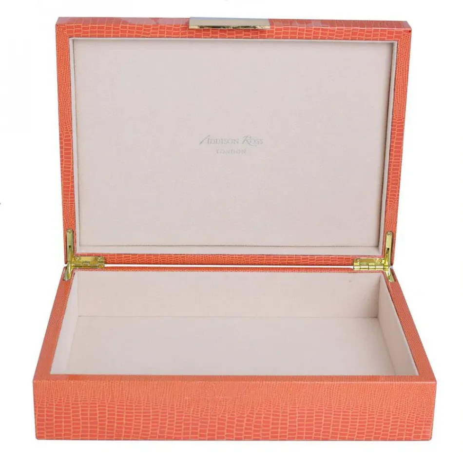 8 x 11 in Orange Croc Gold Large Storage Box