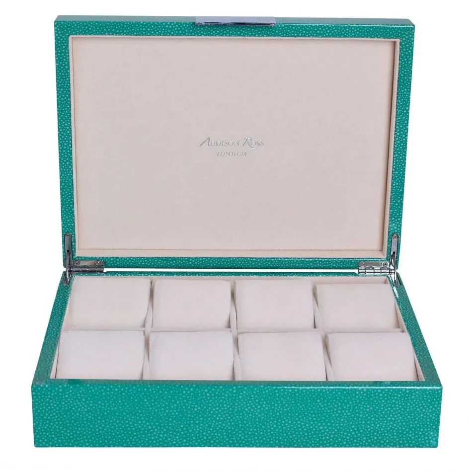 8 x 11 in Green Shagreen Silver W Large Storage Box