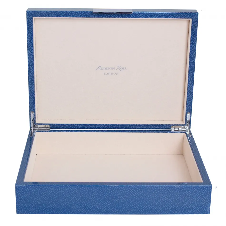 8 x 11 in Blue Shagreen Silver Large Storage Box