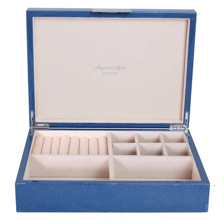 8 x 11 in Blue Shagreen Silver J Large Storage Box