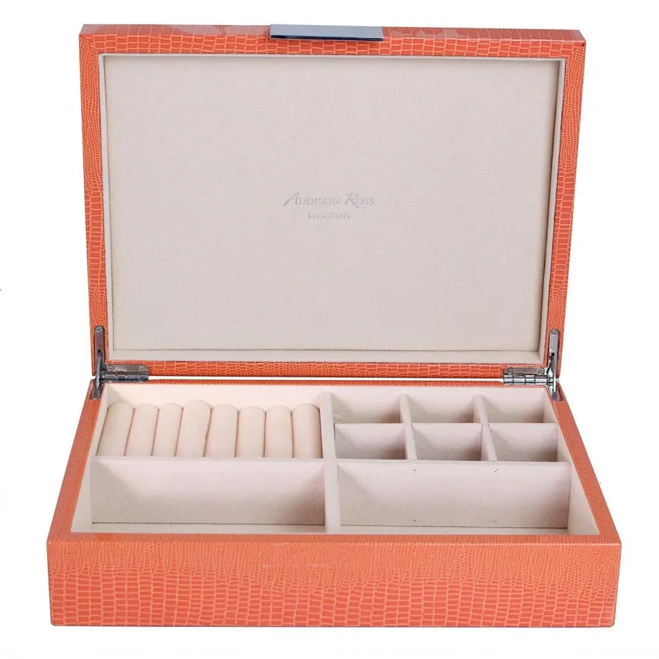 8 x 11 in Orange Croc Silver J Large Storage Box