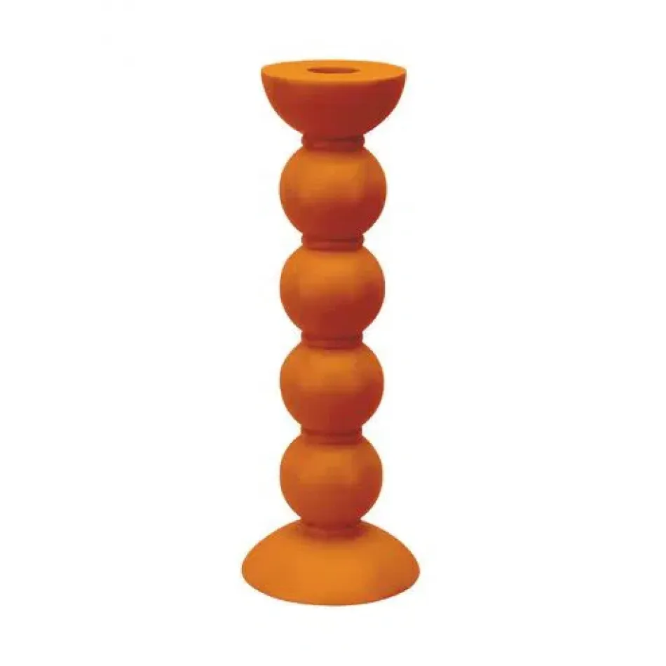 Tall Orange Bobbin Candlestick - 24Cm