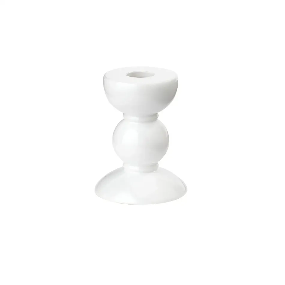 Bobbin White Candlestick Small - 10cm