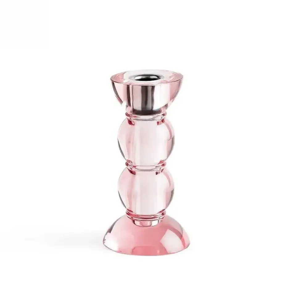 Icy Bobbin Pink Candlestick 14cm