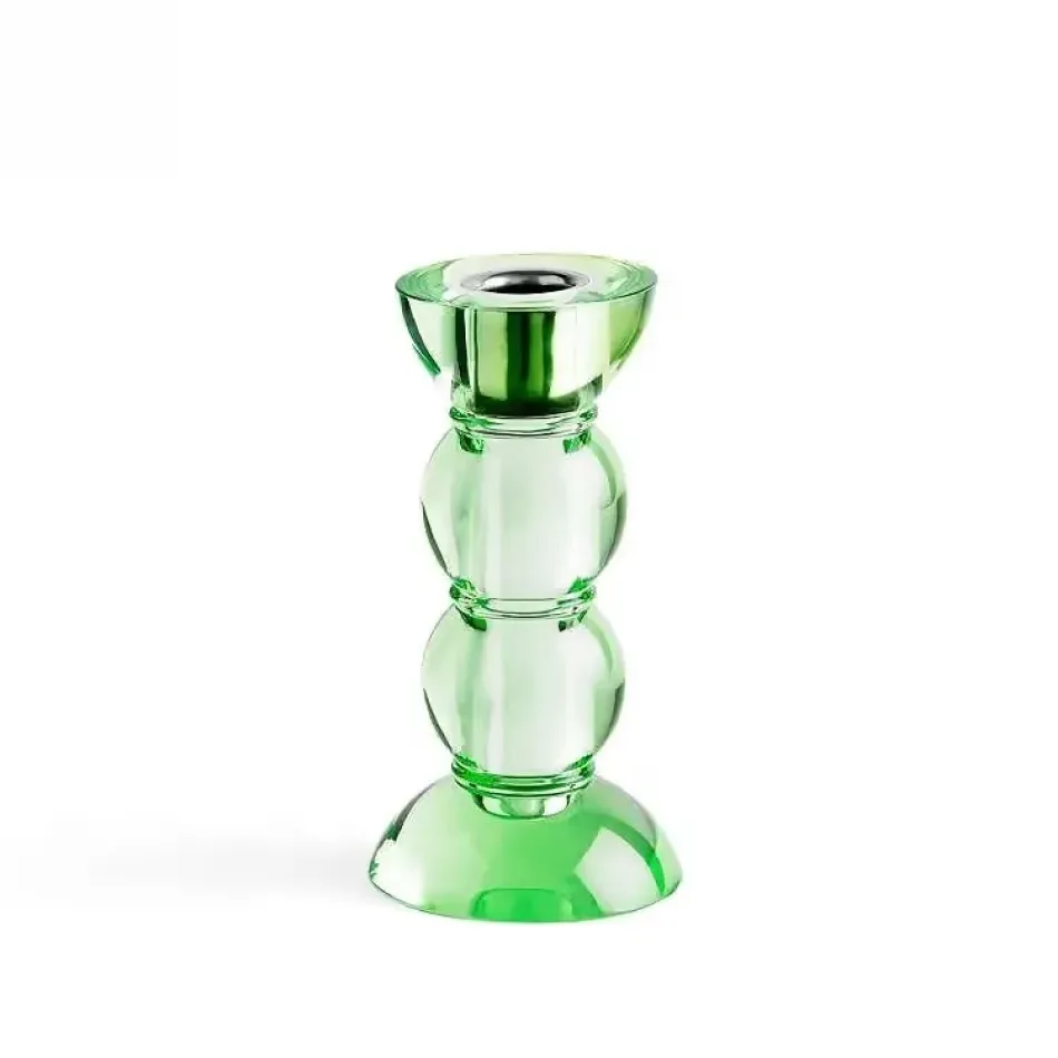 Icy Bobbin Green Candlestick 14cm