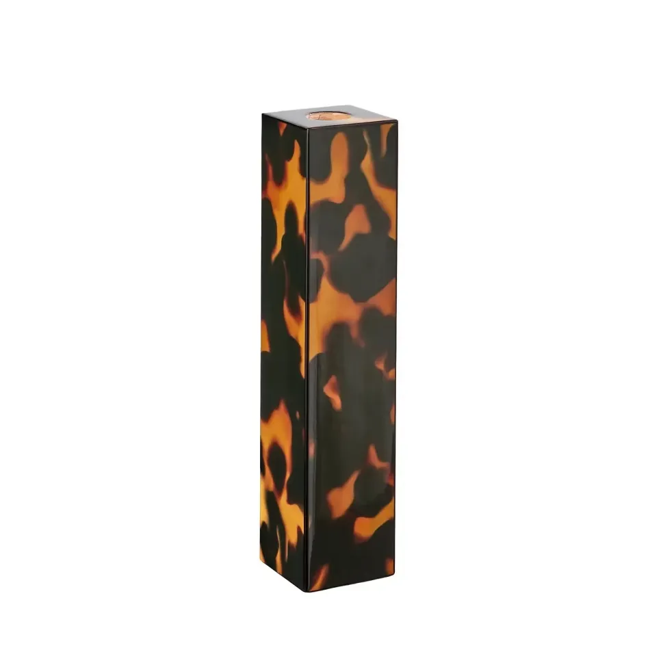 Faux Tortoiseshell Lacquer Candlestick Tall - 24cm