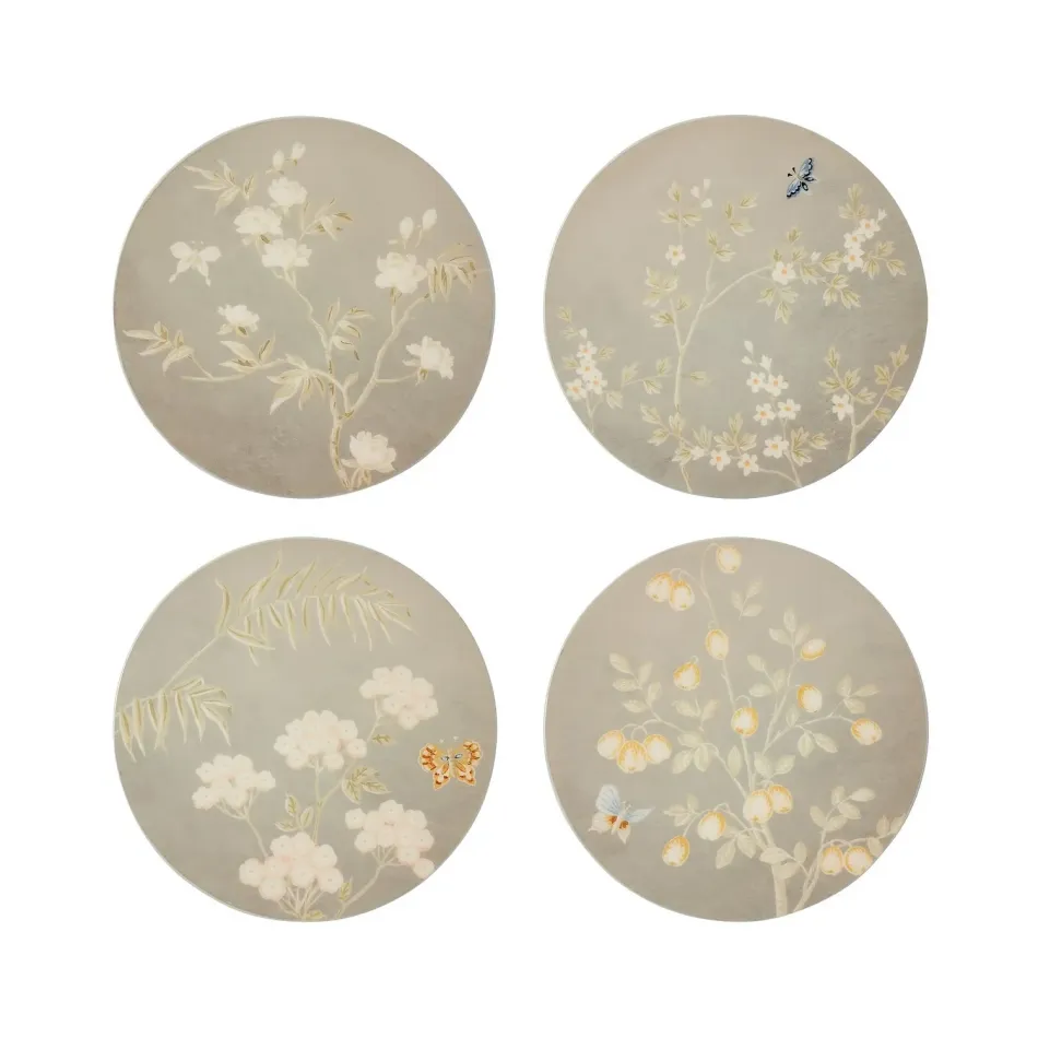 Chinoiserie Grey Coasters Set of 4
