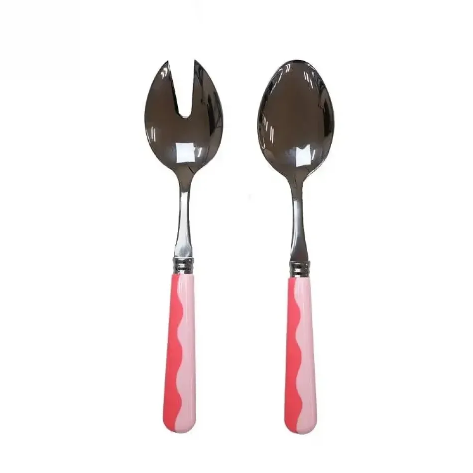 Wave Watermelon & Pink Salad Servers 2‑Piece Set