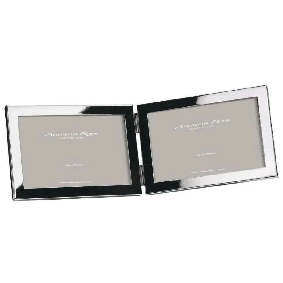 Classic Silverplated Square Corners Landscape Double Picture Frame