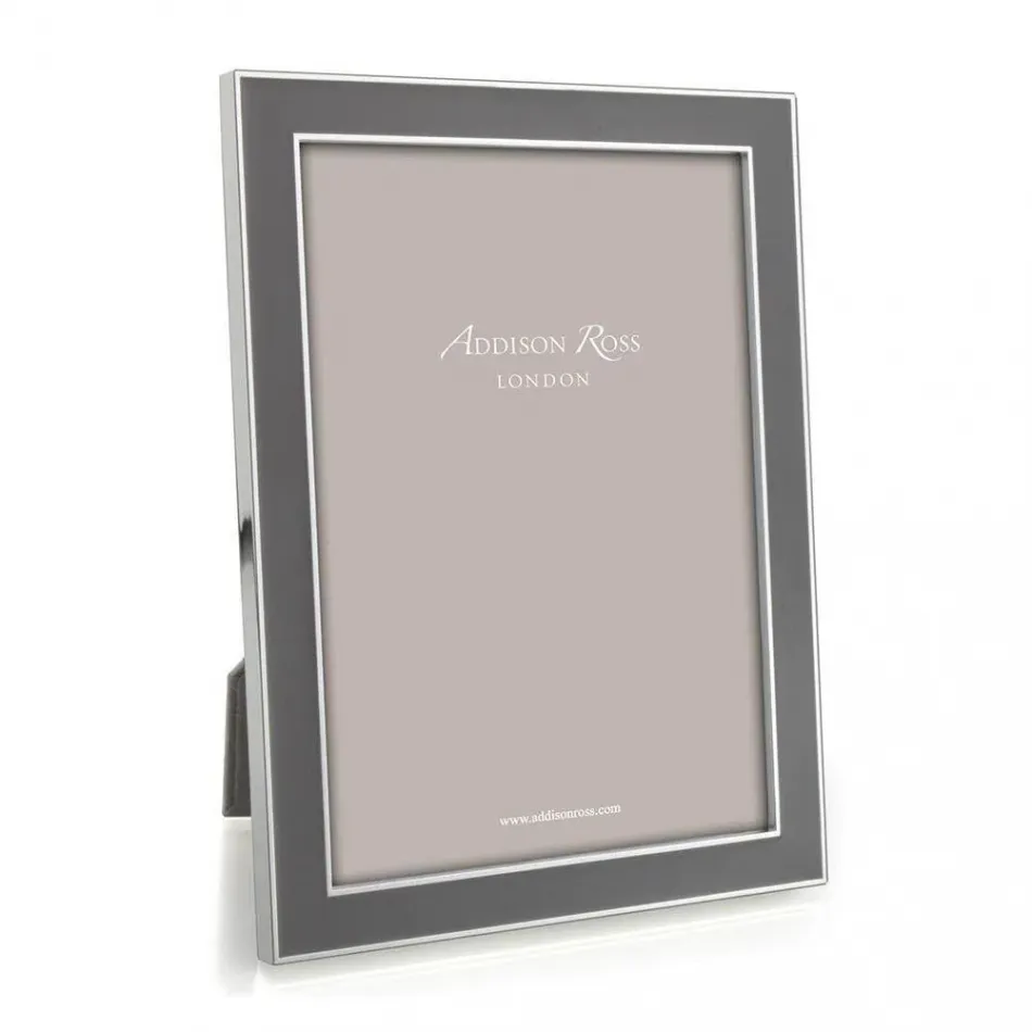 Silver Trim, Taupe Enamel Picture Frame 8 x 10 in