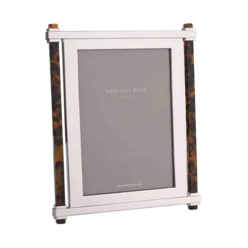 Tortoiseshell & Silver Pillar Photo Frame 5 X 7 In