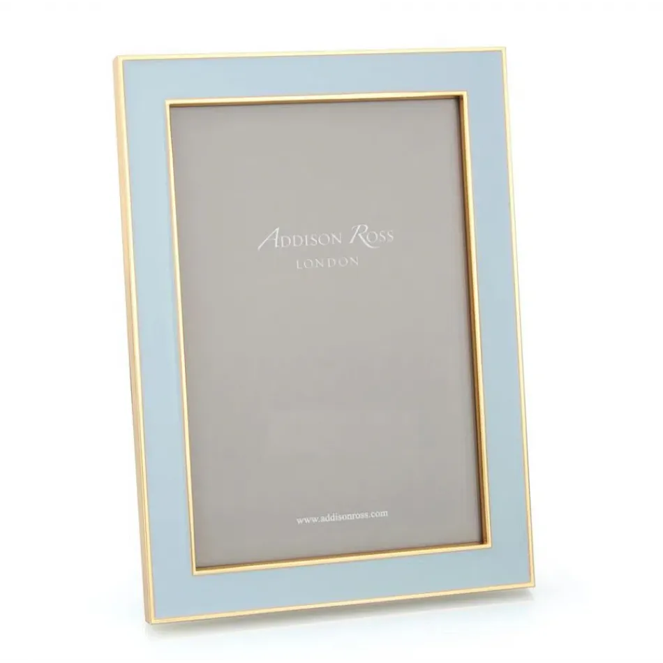 Gold Trim, Powder Blue Enamel Picture Frame