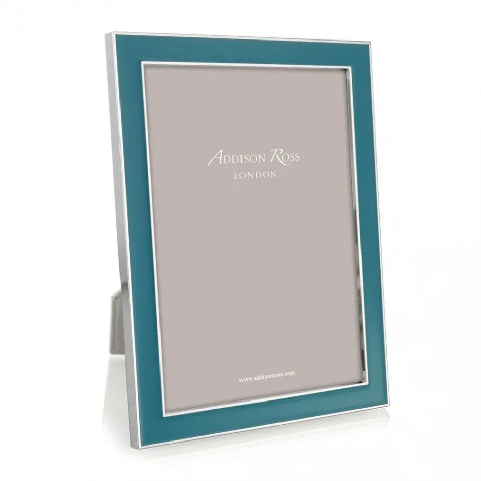 Silver Trim, Teal Enamel Picture Frame