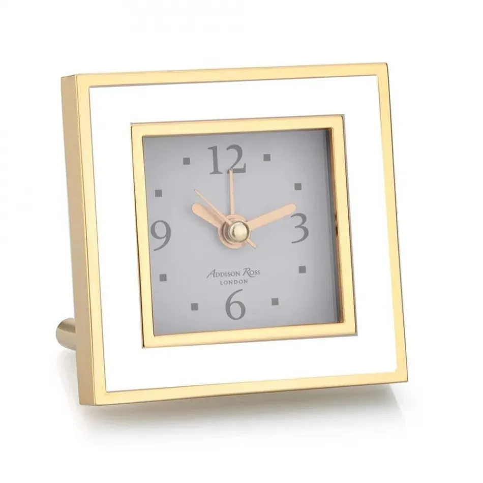 White & Gold Square Alarm Clock