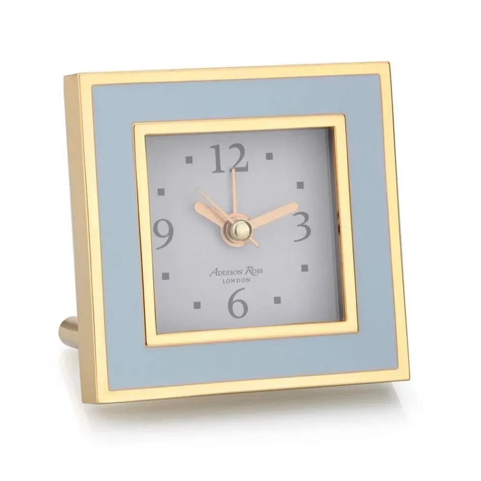 Powder Blue & Gold Square Alarm Clock