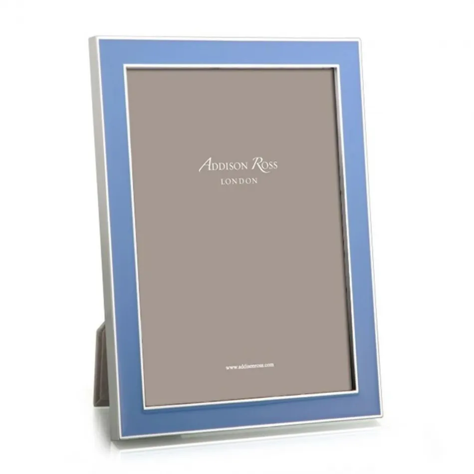 Silver Trim, Periwinkle Blue Enamel Picture Frame