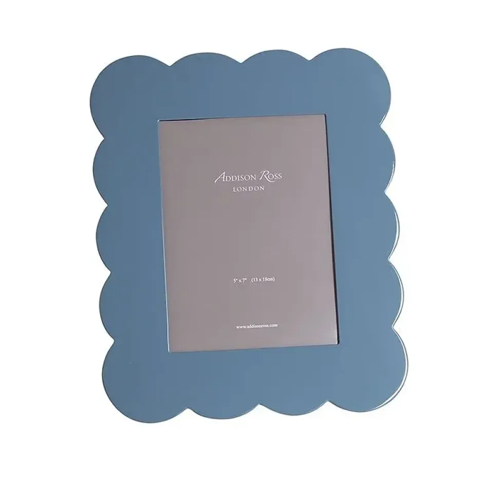 Lacquered Chambray Blue Scallop Photo Frame 5 x 7 in (Limited Edition)