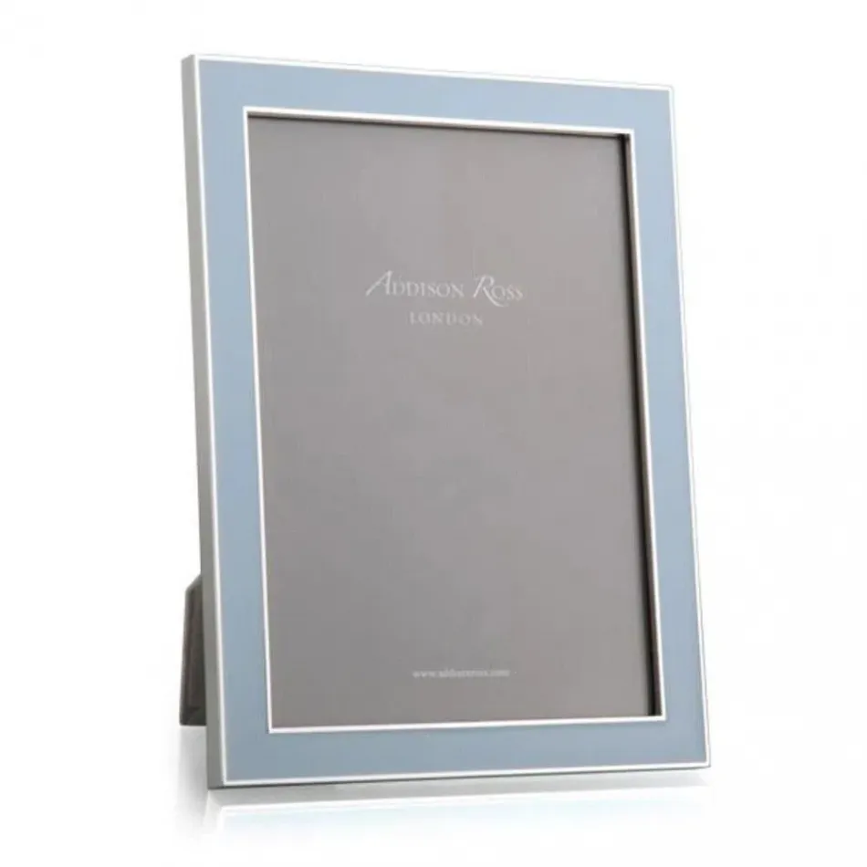 Silver Trim, Powder Blue Enamel Picture Frame 8 x 10 in