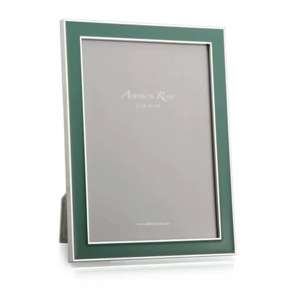 Silver Trim, Fern Enamel Picture Frame 5 x 7 in