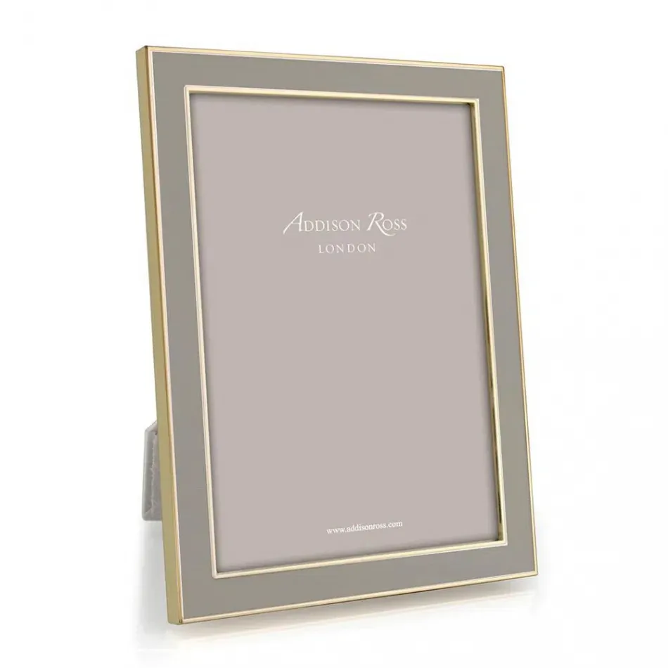 Gold Trim, Taupe Enamel Picture Frame 8 x 10 in