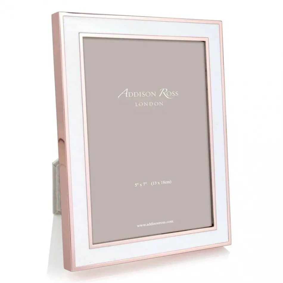 White Enamel and Rose Gold Picture Frame 5 x 7 in