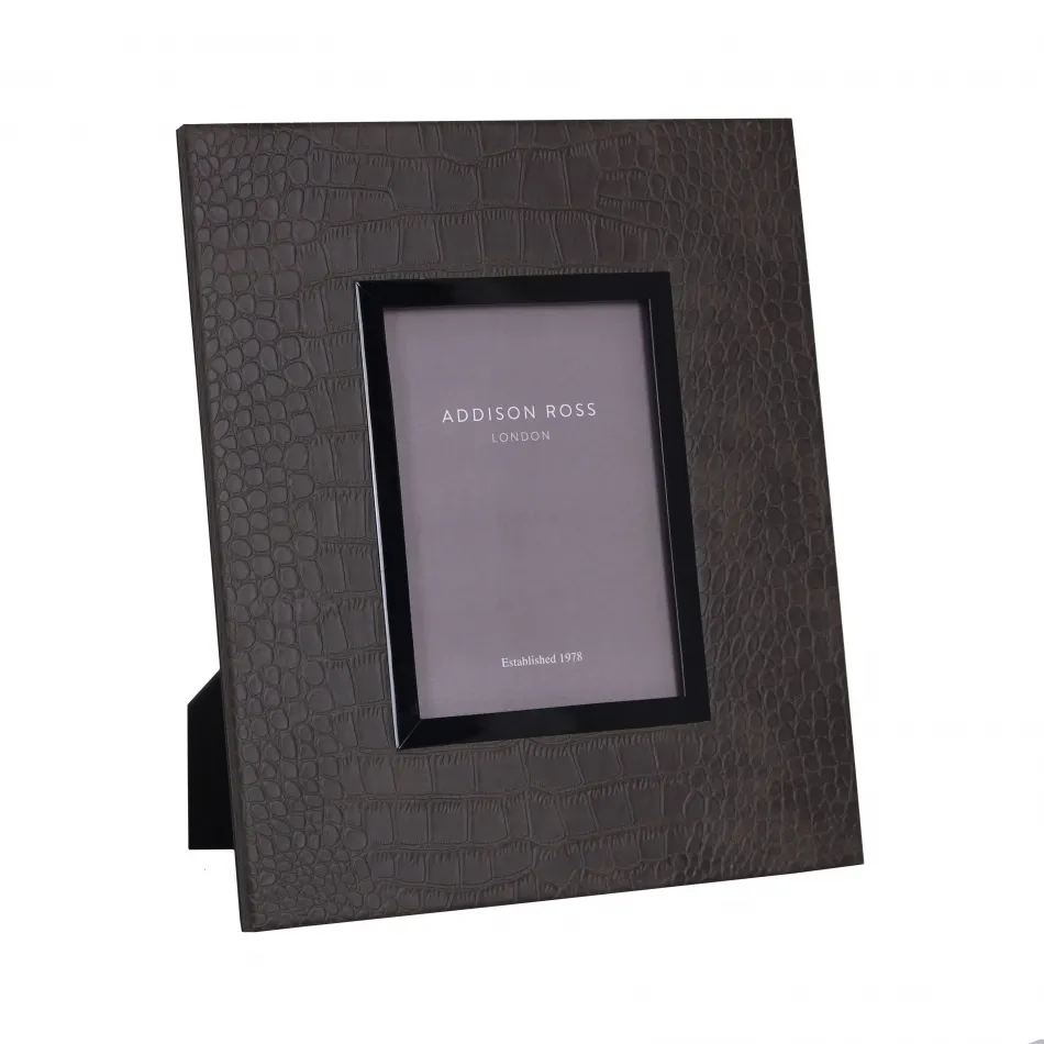 Faux Croc Brown Shagreen Wide Picture Frame