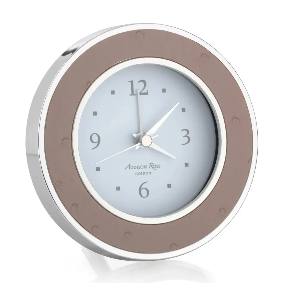 Blush Ostrich Silver & Round Alarm