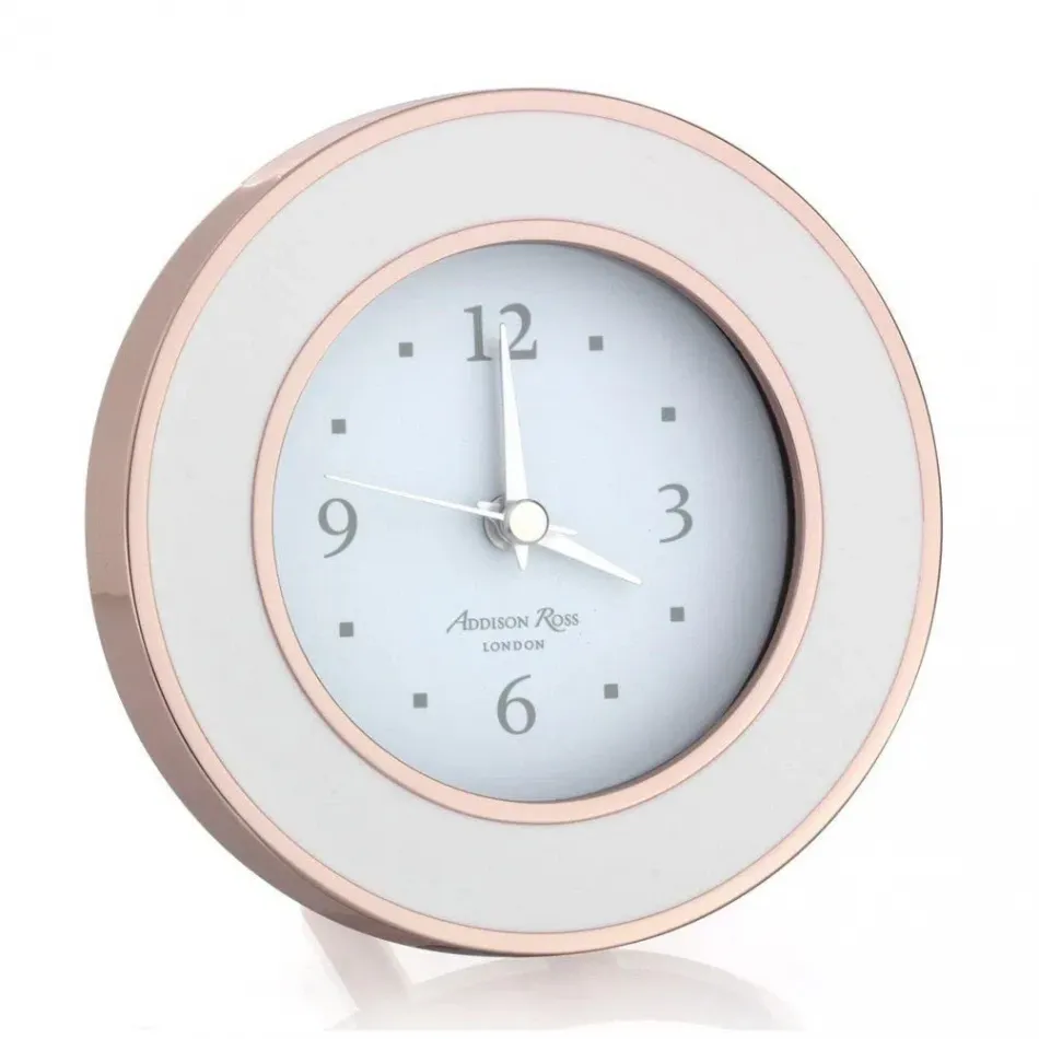 Rose Gold White Enamel Clock