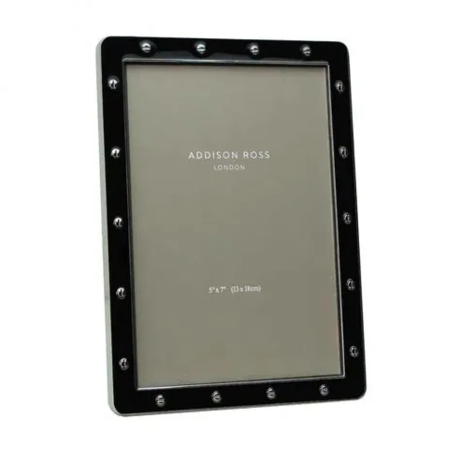 Black Enamel & Silver Locket Frame 5 x 7 in