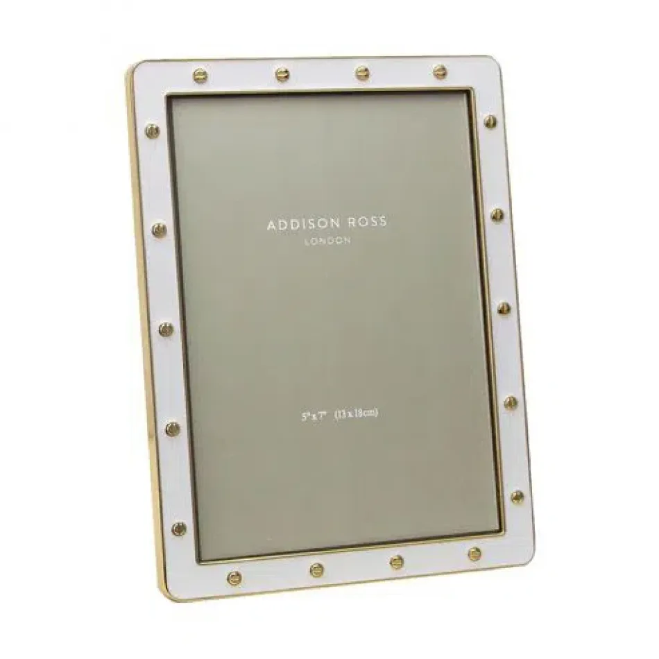 White Enamel & Gold Locket Frame 5 x 7 in